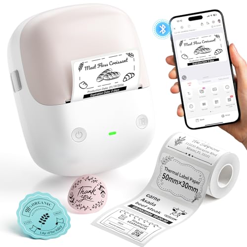 NIIMBOT B2 Label Maker Machine with Tape for Home Office, Pink | Portable Bluetooth 2 Inch Label Printer with Multiple Templates, Thermal Labeler for Kitchen Coffee Shop Bakery Organization - color: Pink