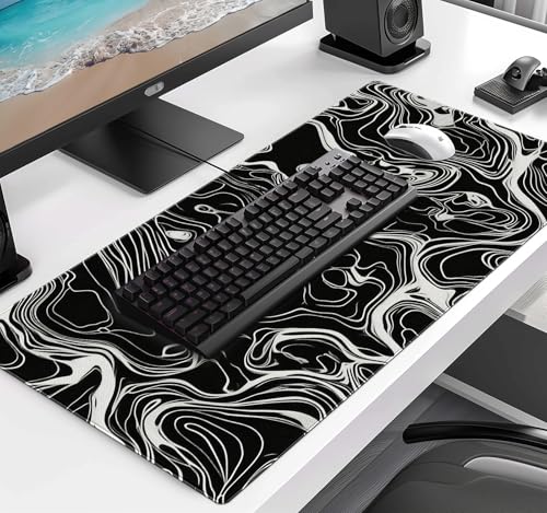 Marble Patterned XL Gaming Mouse Pad, Suitable for Office and Study Mouse Pads - color: Abstract Lines