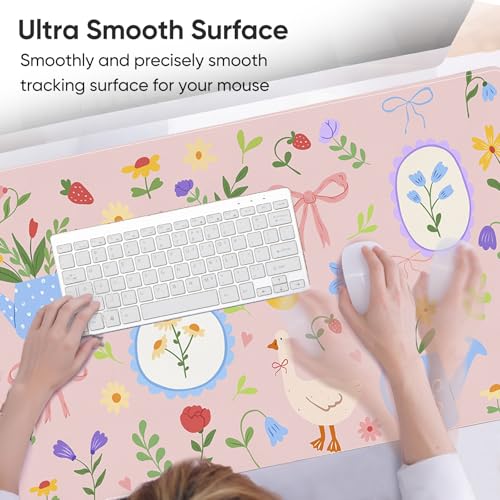Desk Mat, Leather Desk Pad Blotter Protector, XXL Large Mouse Pad,Computer Laptop Mouse Pads for Desktop,Waterproof Writing Anti-Slip Mousepad for Office and Home I Pink Animals & Flowers - color: Pink Animals & Flowers