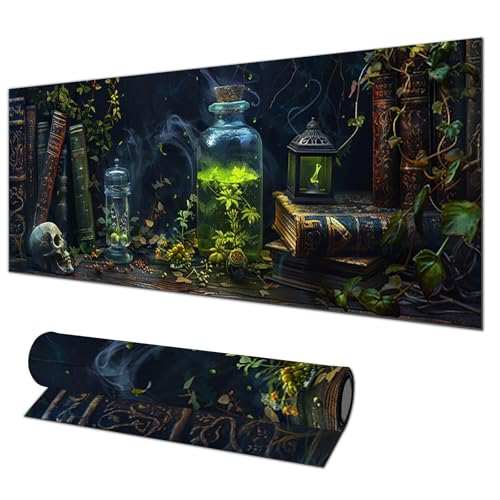 HOMETITUTE Large Mouse Pad 31.5x11.8 Inch Gaming Mousepad Alchemy Botanical Fantasy Art Non-Slip Keyboard Desktop Protector Mat XL Mouse Pad for Home Office Laptop Wireless Mice Accessories - color: Alchemy Botanical Fantasy Art