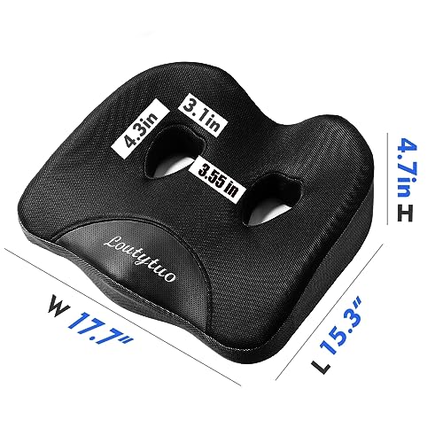 LOUTYTUO Seat Cushion Pillow,100% Memory Foam and Washable Cover,for Office Chair,Car Seat and Wheelchair, Soft Support Seat Cushion - color: Black
