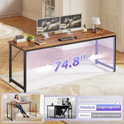 PRAISUN 80 X 24 Inch Computer Desk, Power Outlets, USB-C, Rustic Brown - color: Rustic Brown, size: 80inch