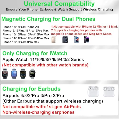 Dual Phone Foldable Wireless Charging Station for Apple, Couple&Family Use - color: Purple