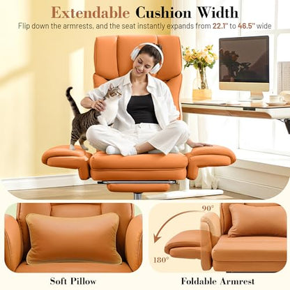 FelixKing Office Chair, Flip Armrests for Pets Criss Cross Legged,Brown - color: Brown