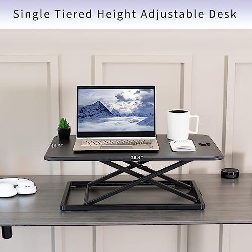VIVO 26 in Single Top Standing Desk Converter, Ultra-Slim Desk Riser - color: Black, size: 26"