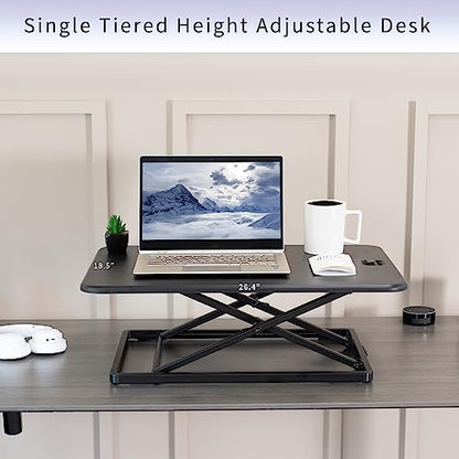 VIVO 26 in Single Top Standing Desk Converter, Ultra-Slim Desk Riser - color: Black, size: 26"