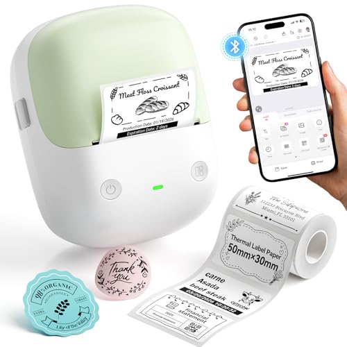 NIIMBOT B2 Label Maker Machine with Tape for Home Office, Green White | Portable Bluetooth 2 Inch Label Printer with Multiple Templates, Thermal Labeler for Kitchen Coffee Shop Bakery Organization - color: Green White