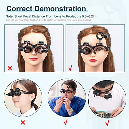 10X 15X 20X 25X LED Head Mount Magnifier Headband Visor with Light - color: 10x 15x 20x 25x