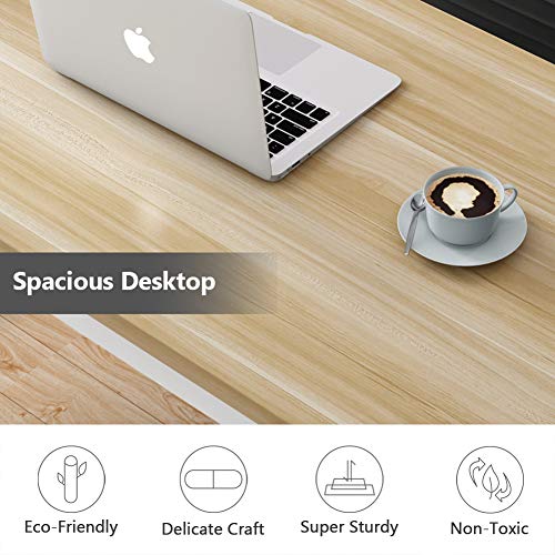 Tribesigns Computer Desk, 47 inch Modern Simple Office Desk Computer Table Study Writing Desk for Home Office, Light Walnut - color: Walnut+white, size: 47*23.6 inch