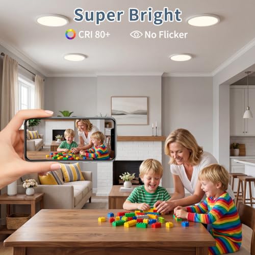2 Pack 7.1 inch LED Flush Mount Ceiling Light, 5CCT&15W(White) | 1500Lm,0.67 Ultra Thin, Low Profile,Round Ceiling Light Fixture for Living Room,Bedroom, Kitchen, Closet, Hallway,Hallway - color: White, size: 7.1"-2pack