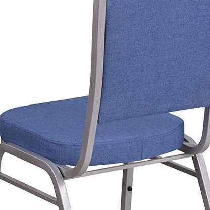 Flash Furniture Hercules Crown Back Stackable Banquet Chair, Silver, 4-Pack | Silver Frame, Fabric Upholstery - color: Blue Fabric/Silver Frame, size: Set of 4