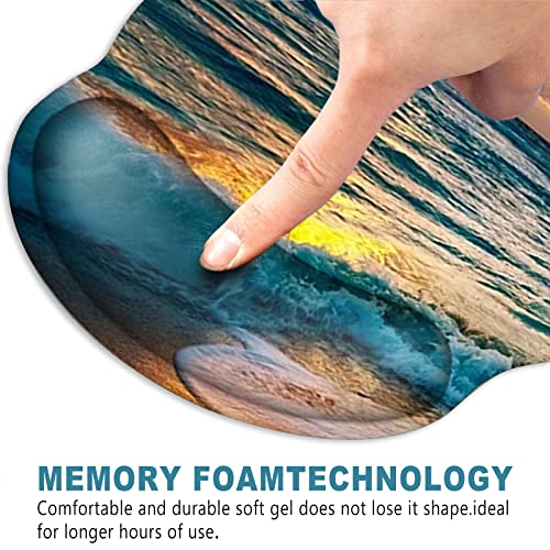 ToLuLu Mouse Pad Wrist Rest Support Gel, Ergonomic Mouse Pads with Non Slip PU Base, Mouse Wrist Rest Pad for Laptop Computer Home Office Working Gaming Pain Relief, Sunset& Beach - color: Sunset Beach