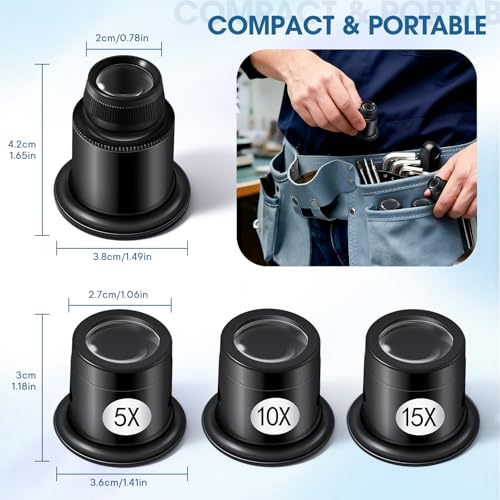 LXIANGN 4 Pcs Jewelers Loupe 5X/10X/15X/20X Portable Monocular Magnifier - color: 5x 10x 15x 20x