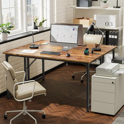 PRAISUN 55 X 20 Inch Computer Desk, Power Outlets, USB-C, Rustic Brown - color: Rustic Brown, size: 55inch