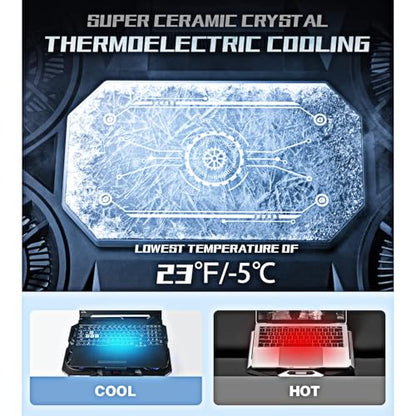 Laptop Cooling Pad with Thermoelectric Cooler and 4 Fans, Powerful Laptop Cooler, Independent Control, Multi-Gear Adjustment, RGB