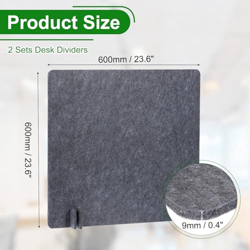 PATIKIL Desk Divider, 2 Set 24 x 24 Inch Acoustic Freestanding Desk Divider Desk Privacy Panel with 8 Pcs Support Feet for Library Office Workstation, Dark Grey - color: Dark Gray, size: 24 x 24 Inch