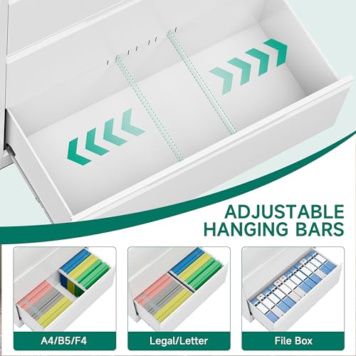 2 Drawer File Cabinet with Lock,Lateral File Cabinet,35.4" W Metal File Cabinets for Home Office,Hanging Files Letter/Legal/F4/A4 Size (White - Assembly Required) - color: White, size: 2 Drawer-Lateral-36"W
