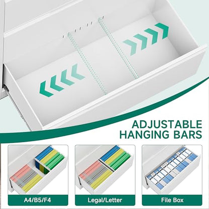 2 Drawer File Cabinet with Lock,Lateral File Cabinet,35.4" W Metal File Cabinets for Home Office,Hanging Files Letter/Legal/F4/A4 Size (White - Assembly Required) - color: White, size: 2 Drawer-Lateral-36"W