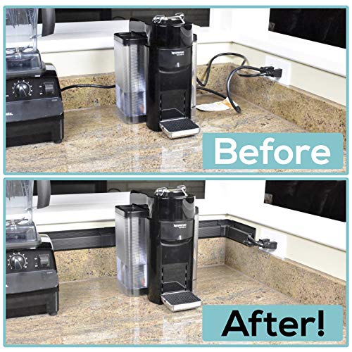 J Channel Cable Raceway System, 100” Total, Cable/Wire Management Solution for Desk, Home, Office, Kitchen, or Workshop, Includes Couplers to Cover Gaps & Solution for Power Blocks & Outlet Strips