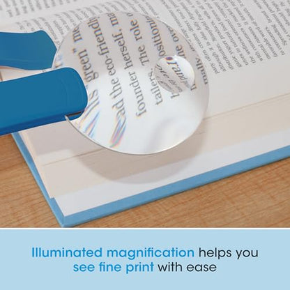 OttLite LED Clip-On Magnifier Lamp with Optical Grade Magnification, White | 2-in-1 Clip and Sewing Machine Lamp | 3x Optical Magnifier with 5x Spot Viewer | USB or Battery-Powered - color: Blue