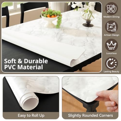 LovePads Marble-Look Table Protector, 36x48 in Dining Table Cover | Waterproof & Oil-Proof Marble Pattern Table Cover, Non-Slip Surface Guard for Nightstand, TV Stand, Coffee Table & Dresser - size: 36" x 48" (Rectangular)