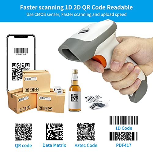 NetumScan Bluetooth 2D Barcode Scanner, 3 in 1 Automatic Wireless QR Barcode Reader USB Image Code Scanner for Store, Warehouse POS, Computer, Tablet, iPad, iPhone, Android - style: 1D & 2D Scanner