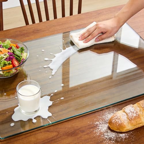 Tempered Glass Desk Pad to Protect Desk,Clear Office Desk Pad for Keyboard and Computer Monitor,Glass Desk Mat for Desktop Dry Erase,18 x 24 inch - size: 18" x 24"