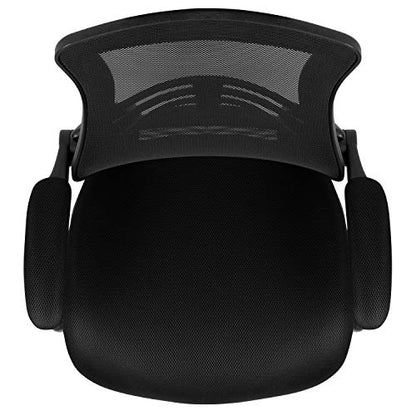 Flash Furniture Set of 4 Mid-Back Swivel Ergonomic Task Office Chairs with Flip-Up Arms, Black Mesh | Flip-up Arms, Mid-Back, Mesh Back - color: Black Mesh, size: Set of 4