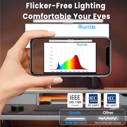 Quntis Monitor Light Bar Pro White, Eye-Care No Glare USB Computer Lamp, Stepless Dimming & Auto-Dimming Brightness, Dual Control, Modern Aesthetic Space Saving Desk Accessories Office Gaming Reading - style: ‎ScreenLinear Pro White