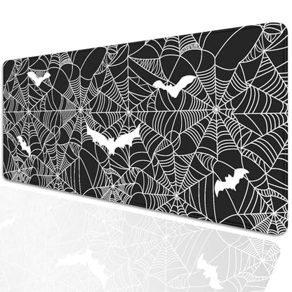 Black Spider Web Desk Pad Mouse Pad,Large Gaming Bat Mouse Mat with Stitched Edges,Non-Slip Waterproof Rubber Base Mousepad for Office Work Home Desk Mat(27.5X11.8 in) - color: Spider Webs and Bats