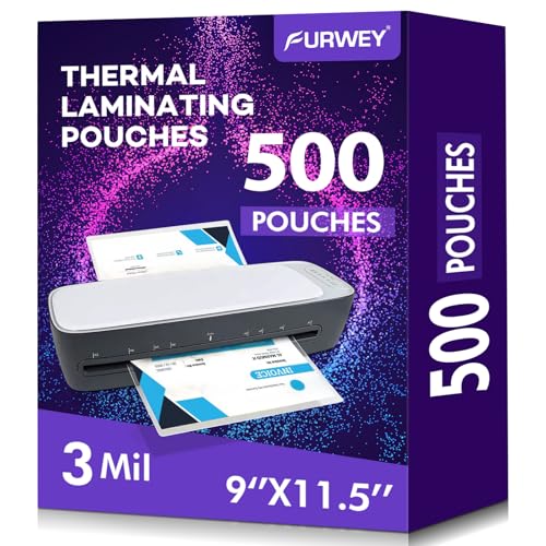 FURWEY Laminating Sheets,500 Pack,3 mil,9x11.5,Thermal Pouches | Holds 8.5x11 Sheets, Clear Letter Size, 9 x 11.5 Inches, Thermal Laminating Pouches, Office & School Supplies - size: 500PACK-3Mil (9 x11.5Inches)