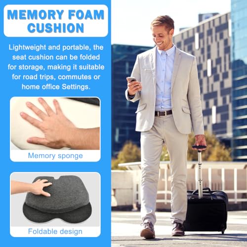 Memory Foam Seat Cushion for Driving & Office Chairs, L-Shaped Ergonomic Tailbone Relief Seat Cushion for Long Sitting, Car/Truck/Office Chair