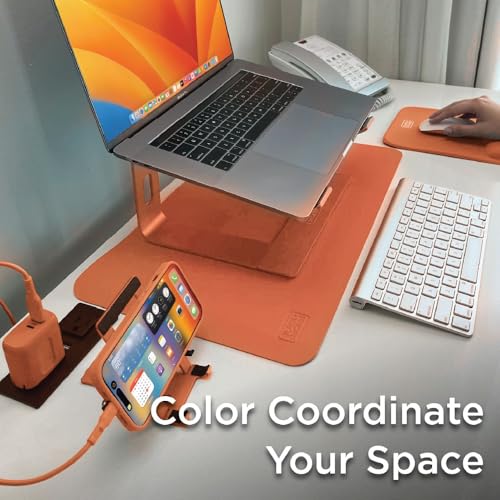 BLACK+DECKER Small Travel Desk Mat, Office Desk Pad, (12"x 20") Coral | Computer Mat, Laptop Pad for Mobile Office, Computer Furniture Protector, Compact for Carry-On Bags, Ideal for Travel & Work