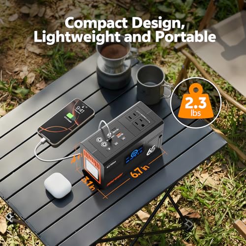 HOWEASY Portable Power Station 135W（270W Peak), Foldable 30W Solar Panel - color: Gray White