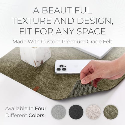 Nordik Felt Desk Mat - Large Felt Desk Pad - Timber Moss Green 35 x 17 in | Premium Desk Matt for Desktop, Full Desk Keyboard Mouse Pad, High Quality Felt and Non-Slip Rubber Liner for Home and Office - color: Timber Moss