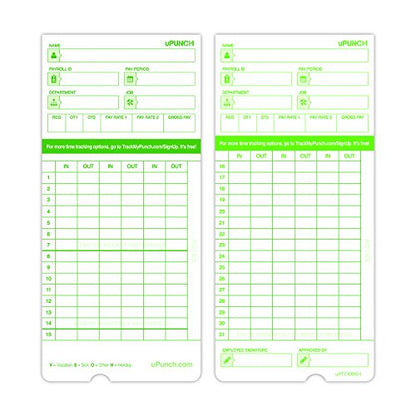 uPunch 2 Pack Ribbon/200 Card Combo for Green HN3000 AutoAlign Time Clocks (HNRG2TCG1200)