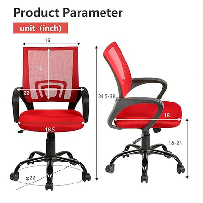 PayLessHere Office Computer Chair Ergonomic Cheap Desk Chair Adjustable Comfortable Mid Back Task Rolling Swivel with Lumbar Support for Home Office Desk, Red - color: Red, style: pack of 1