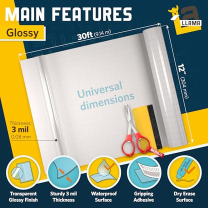 Self-Adhesive Clear Laminating Roll 12” x 30ft - 2 Pack Glossy Laminating Film 3 MIL Roll - Ideal for Crafting, Document, Stickers - color: Glossy 12" X 30ft 3 Mil 2-pack