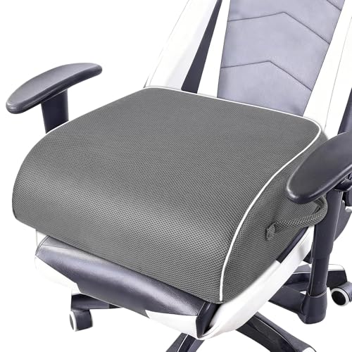Thick Chair Cushions, Office Booster Seat Cushion to Tailbone Pain Relief, Non Slip Memory Thick Foam Cushion with Carry Handle 6"-Grey - color: Grey, size: 18"x16"x6"