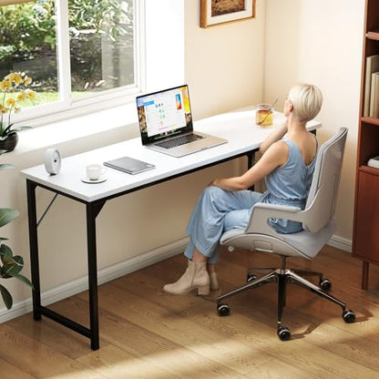 Sweetcrispy 63-Inch Computer Desk for Bedroom, White - color: White, size: 63-Inch