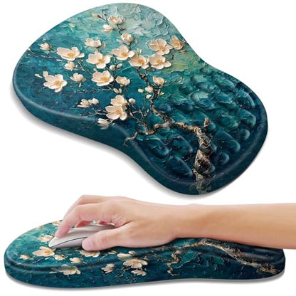 YIWEI Ergonomic Mouse Pad with Wrist Rest for Carpal Tunnel Pain Relief - color: Plum Plossom