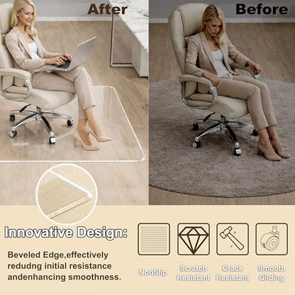 MESAILUP Beveled Edge Office Chair Mat for Carpet or Hardwood Floor-42”x42” - size: Beveled Edge-42"x42"