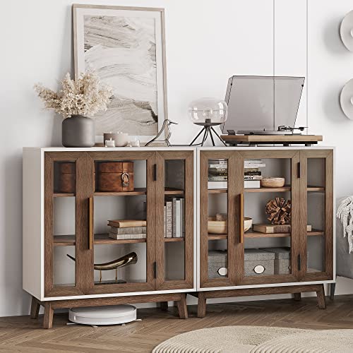 BELLEZE Set of 2 31" Storage Cabinet-Brown - color: 31''brown, size: 2