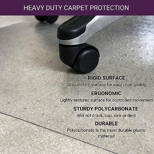 Marvelux 36" x 48" Heavy Duty Polycarbonate Office Chair Mat with Lip for Carpets, 2 Pack, Clear Carpet Protector for Low, Standard and Medium Pile Carpeted Floors, Shipped Flat, Multiple Sizes - size: 36" x 48" (With Lip) 2 Pack