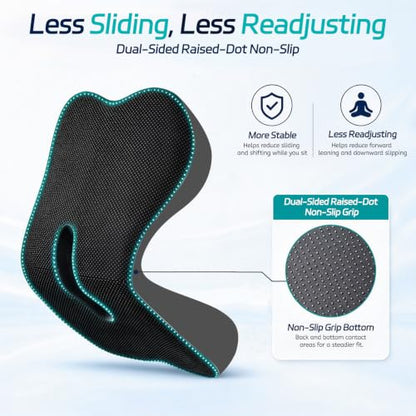 Seat Cushion & Back Support for Tailbone and Lower Back Relief - color: Black