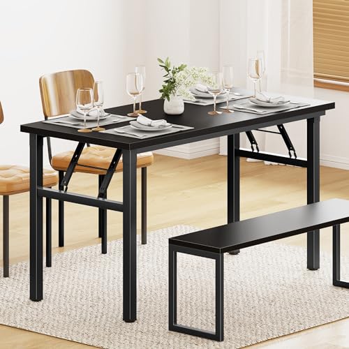 DlandHome 39.4 Inch Small Folding Computer Desk for Home Office, Black - color: Black + Black, size: 39 Inches