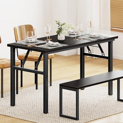 DlandHome 39.4 Inch Small Folding Computer Desk for Home Office, Black - color: Black + Black, size: 39 Inches
