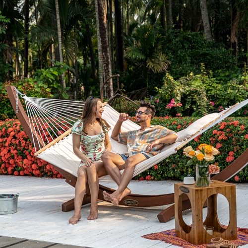 Lazy Daze Double Quilted Hammock with Pillow for Outside, Fit 13-15Ft Stand - color: Natural