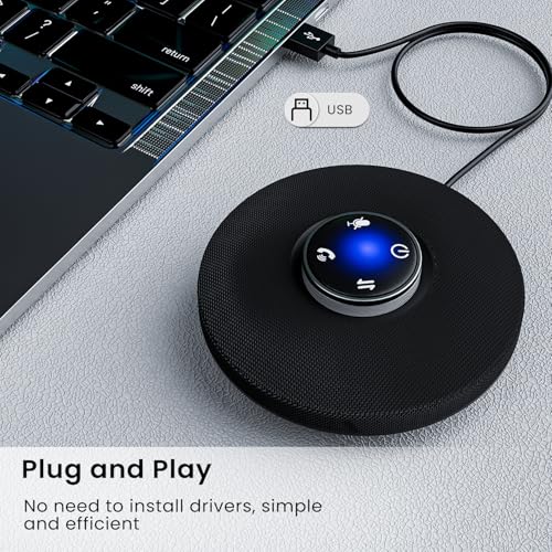 ConfCall MS13B Corded USB Speakerphone, Triple Array Mics with Noise Reduction, Enhanced Voice Pickup, Full-Duplex for Zoom, Teams, Skype