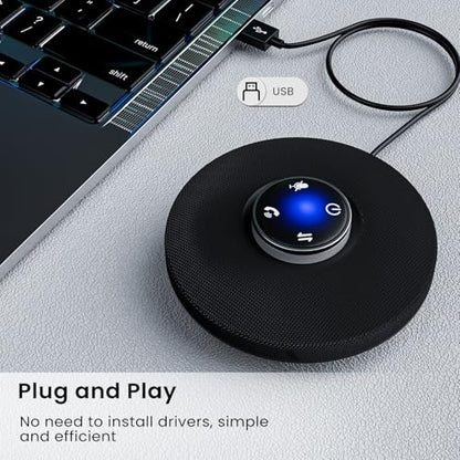 ConfCall MS13B Corded USB Speakerphone, Triple Array Mics with Noise Reduction, Enhanced Voice Pickup, Full-Duplex for Zoom, Teams, Skype